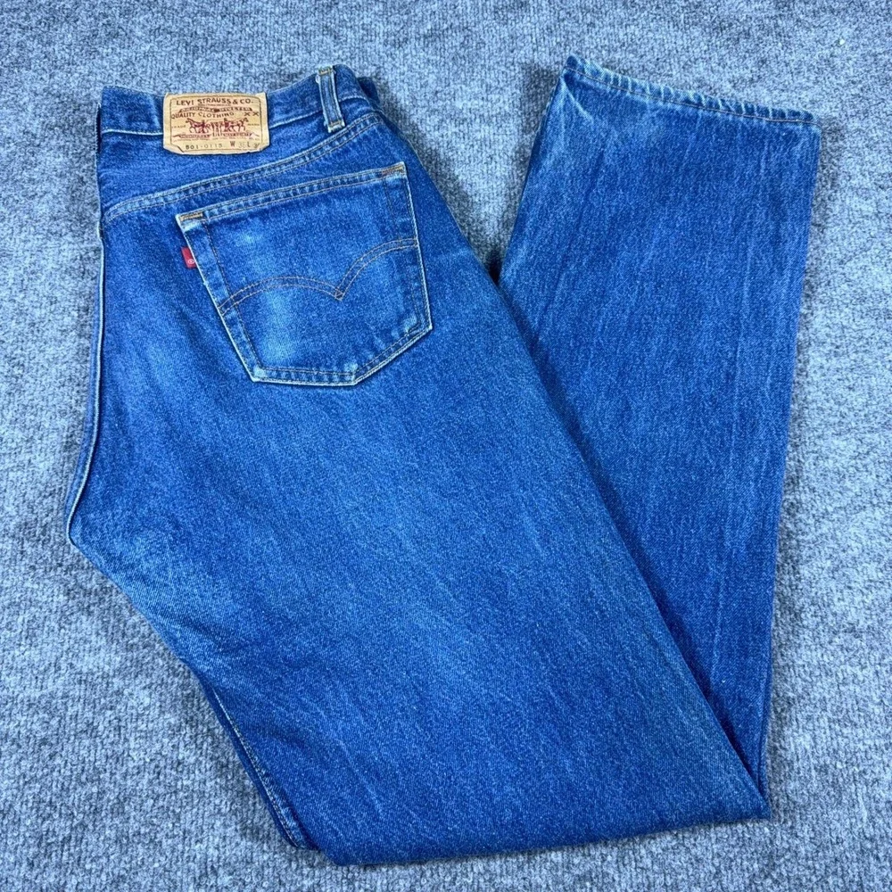 Vintage Levis 501 Mens Button Fly Blue Denim Jeans 36x34 Made in USA